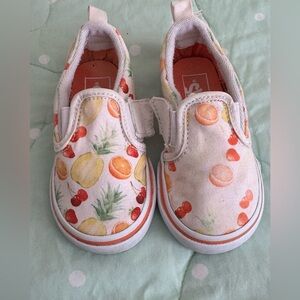 Vans Fruit Orange and White Slip On Toddler size 7